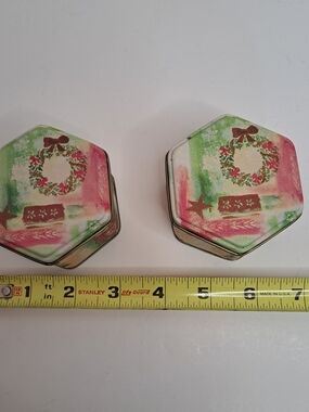 Vintage 1970's Christmas Hexagonal Tin Candles, Made in Hong Kong, Lot of 2 NEW